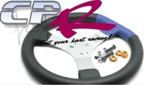 Steering Wheel Flat Top Stiched Blue with Gold Anodised Kit