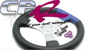 Steering Wheel Flat Top Stiched Blue with Purple Anodised Kit