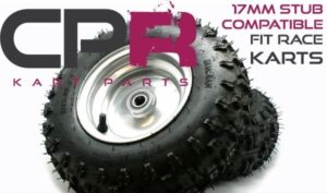 Go Kart Off Road Rims & Tyres PAIR (Bearing Type Fronts) Brand New suit 17mm Stub Axles