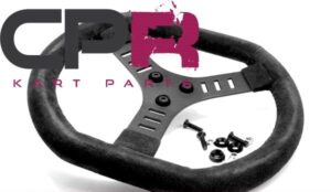 Steering Wheel Flat Top Black Suede Stiched w/Black Mount Kit